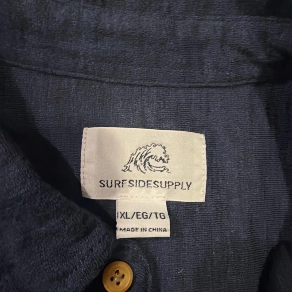 Surfside Supply Mens Dark Navy Blue Long Sleeve Button Up Shirt XL